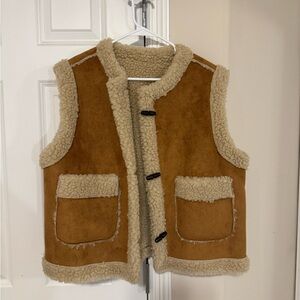 Melon So Much Faux Shearling Vest – Tan/Cream – Korea Boutique